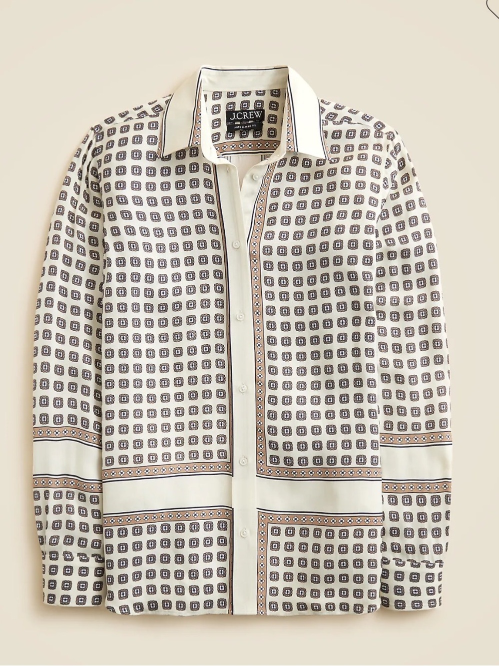 J.Crew Jules Classic-Fit Shirt in Ivory Lace Print Size 4 NWT